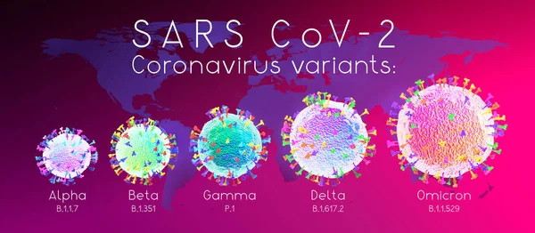 Sars Cov Covid Coronavirus Variantit Alfa Beeta Gamma Delta Omikroni — kuvapankkivalokuva