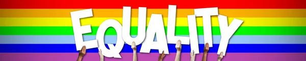 Equality Lgbt Banner Human Hands Holding Colorful Letters — Stock Photo, Image