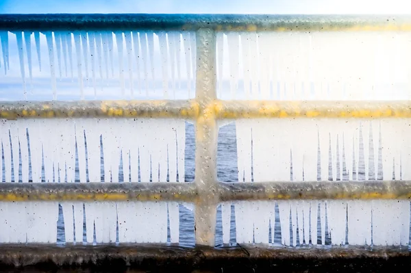 Icicles Hanging Barrier Frost Winter Concept — Zdjęcie stockowe