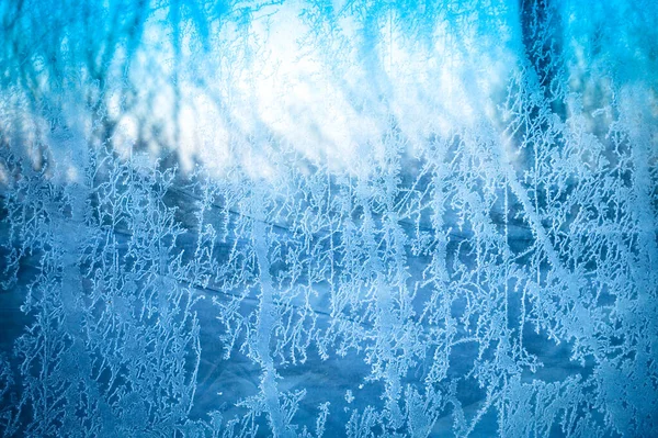 Frost Pattern Glass Winter Concept — Zdjęcie stockowe