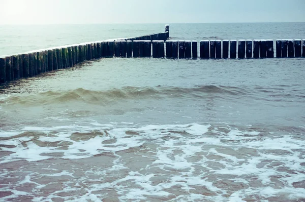 Drewniany Groyne Morzu — Zdjęcie stockowe