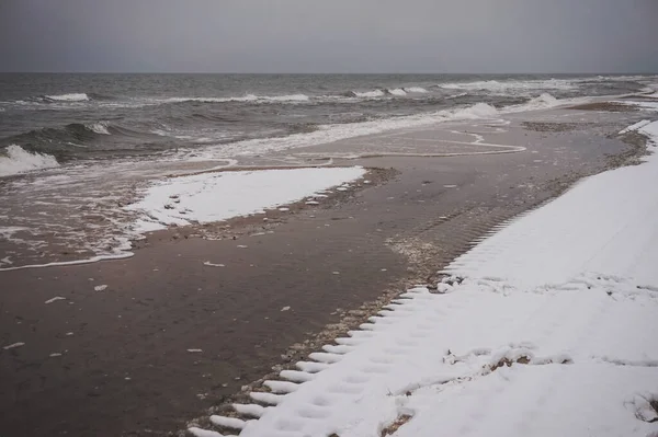 Schnee Strand Winterzeit — Stockfoto