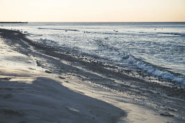 Plaża Zachodzie Słońca Morze Bałtyckie Polska — Zdjęcie stockowe