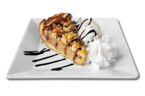 Slice Apple Pie Whipped Cream — Stockfoto