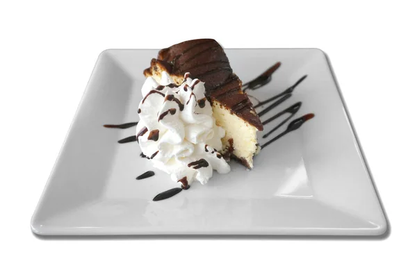 Triangular Slice Cake Whipped Cream — Stok fotoğraf