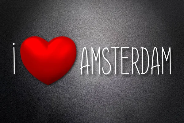 Encanta Amsterdam Forma Corazón Fondo Negro Ilustración — Foto de Stock