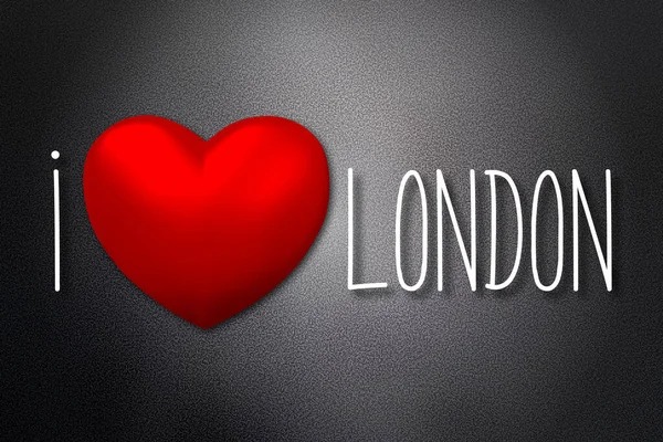私はロンドンが大好きです ハート型 黒の背景 3Dイラスト — ストック写真