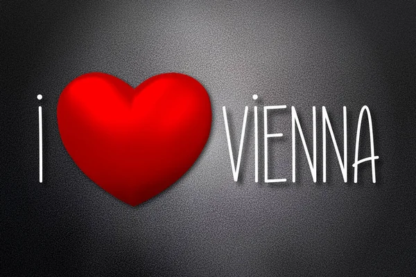 Viyana Seviyorum Kalp Şekli Siyah Arkaplan Boyutlu Illüstrasyon — Stok fotoğraf