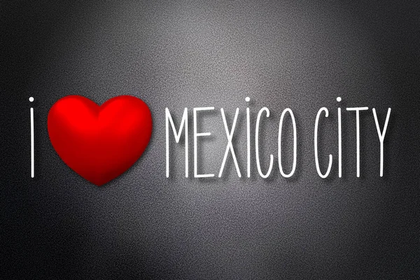 Love Mexico City Hartvorm Zwarte Achtergrond Illustratie — Stockfoto