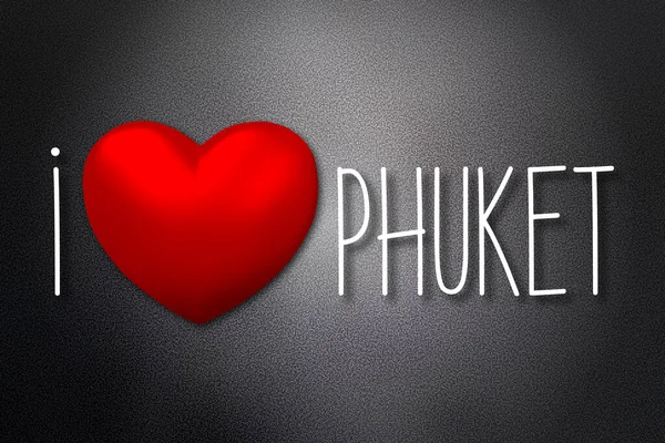 Adoro Phuket Forma Cuore Sfondo Nero Illustrazione — Foto Stock