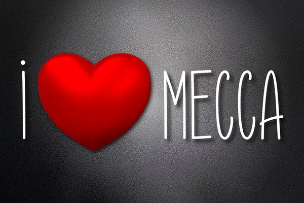 Love Mecca Forma Cuore Sfondo Nero Illustrazione — Foto Stock