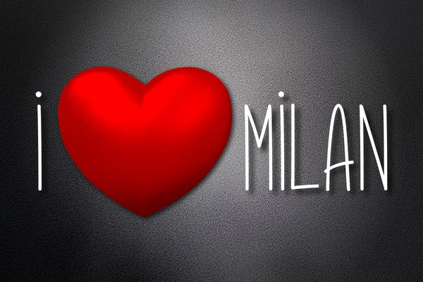 Miluji Milán Tvar Srdce Černé Pozadí Ilustrace — Stock fotografie