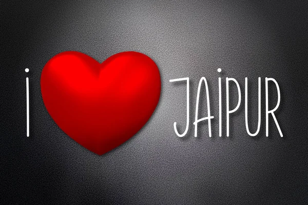 Kocham Jaipur Kształt Serca Czarne Tło Ilustracja — Zdjęcie stockowe