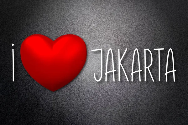Love Jakarta Hartvorm Zwarte Achtergrond Illustratie — Stockfoto