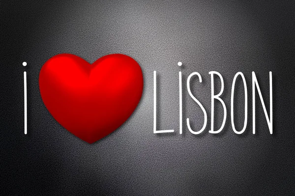 Jeg Elsker Lisboa Hjerteform Svart Bakgrunn Illustrasjon – stockfoto