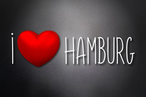 Люблю Гамбург Форма Сердца Черный Фон Трехмерная Иллюстрация — стоковое фото