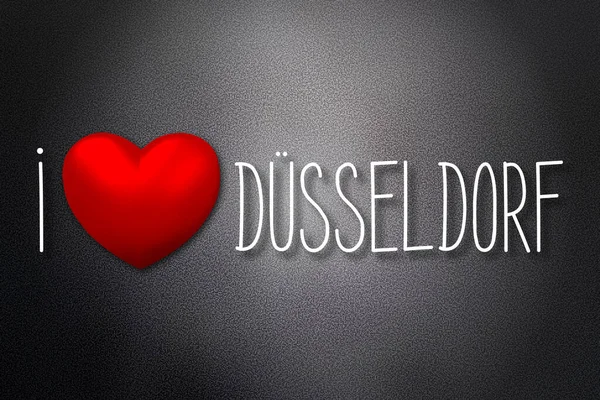 Düsseldorf Seviyorum Kalp Şekli Siyah Arkaplan Boyutlu Illüstrasyon — Stok fotoğraf