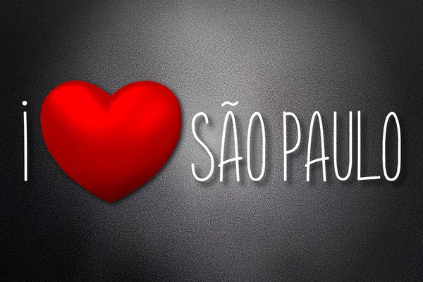 Kocham Sao Paulo Kształt Serca Czarne Tło Ilustracja — Zdjęcie stockowe