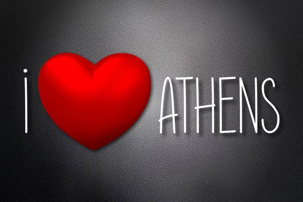Love Athens Hartvorm Zwarte Achtergrond Illustratie — Stockfoto