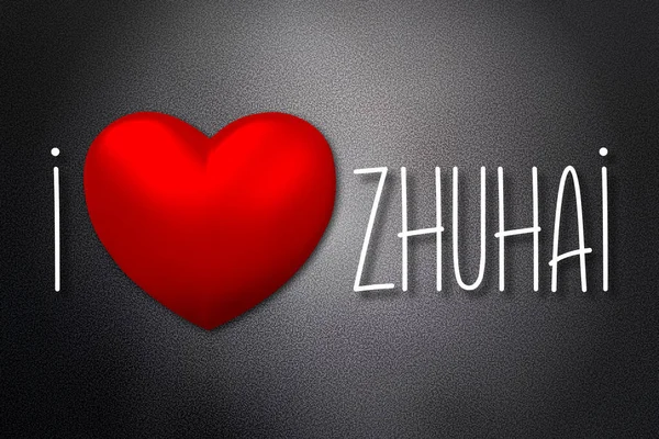 Amo Zhuhai Forma Cuore Sfondo Nero Illustrazione — Foto Stock