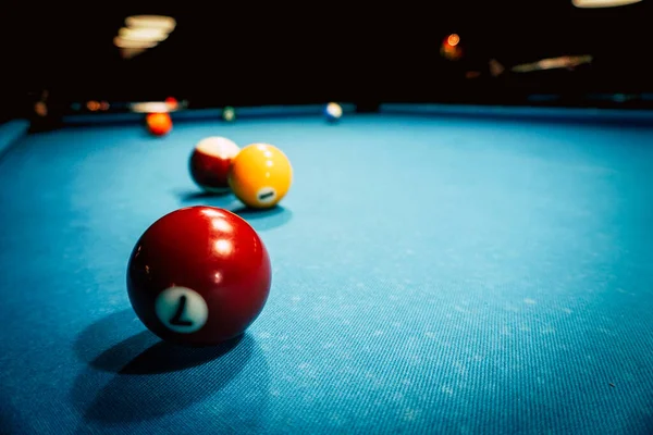 Bilardo Oyunu Masadaki Toplar — Stok fotoğraf