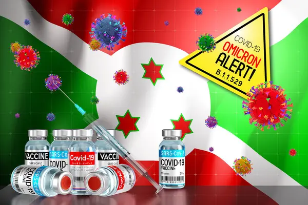 Covid Omicron 529 Varyant Alarmı Burundi Deki Aşı Programı Illüstrasyon — Stok fotoğraf