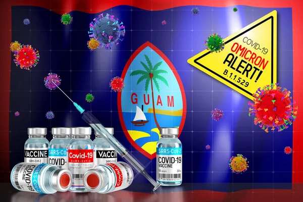 Covid Omicron 529 Varyant Alarmı Guam Daki Aşı Programı Illüstrasyon — Stok fotoğraf