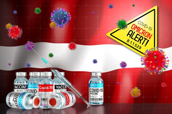 Covid Omicron 529 Varyant Alarmı Letonya Aşı Programı Illüstrasyon — Stok fotoğraf