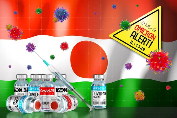 Covid Omicron 529 Varyant Alarmı Nijer Deki Aşı Programı Illüstrasyon — Stok fotoğraf