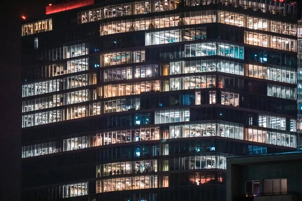 Office Building Glass Facade Night Photograph — Stock Photo, Image