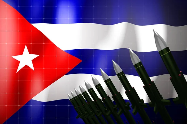 Misiles Crucero Bandera Cuba Segundo Plano Concepto Defensa Ilustración — Foto de Stock