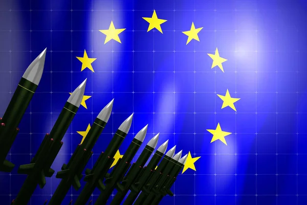 Misiles Crucero Bandera Unión Europea Segundo Plano Concepto Defensa Ilustración — Foto de Stock