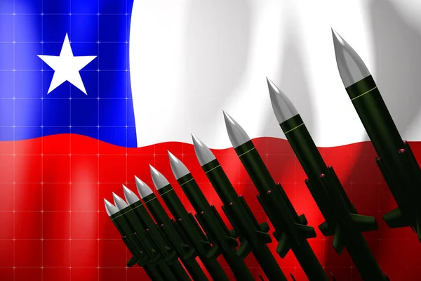 Střely Plochou Dráhou Letu Vlajka Chile Pozadí Koncept Obrany Ilustrace — Stock fotografie