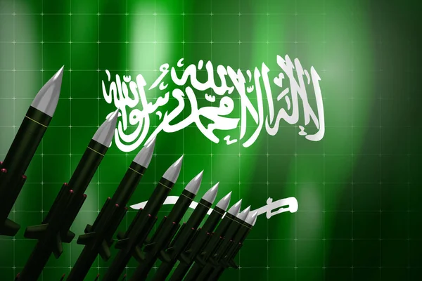 Kruisraketten Vlag Van Saoedi Arabië Achtergrond Defensieconcept Illustratie — Stockfoto