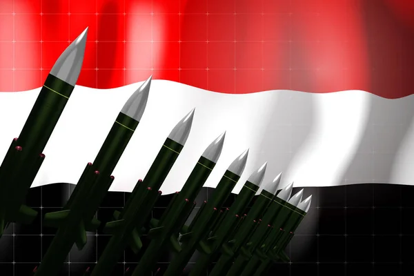 Cruise Missiles Flagge Des Jemen Hintergrund Verteidigungskonzept Illustration — Stockfoto