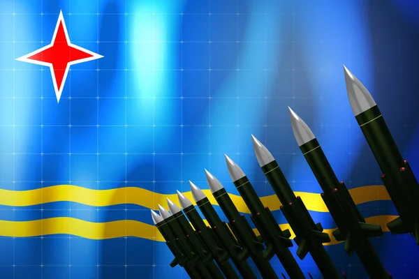 Missiles Croisière Drapeau Aruba Arrière Plan Concept Défense Illustration — Photo