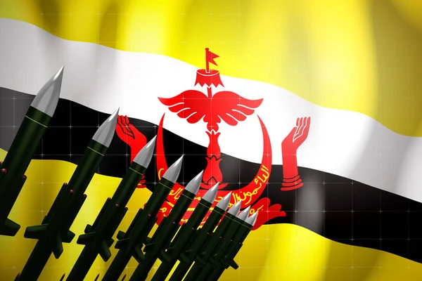 Mísseis Cruzeiro Bandeira Brunei Segundo Plano Conceito Defesa Ilustração — Fotografia de Stock