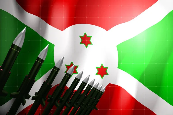 Kruisraketten Vlag Van Burundi Achtergrond Defensieconcept Illustratie — Stockfoto