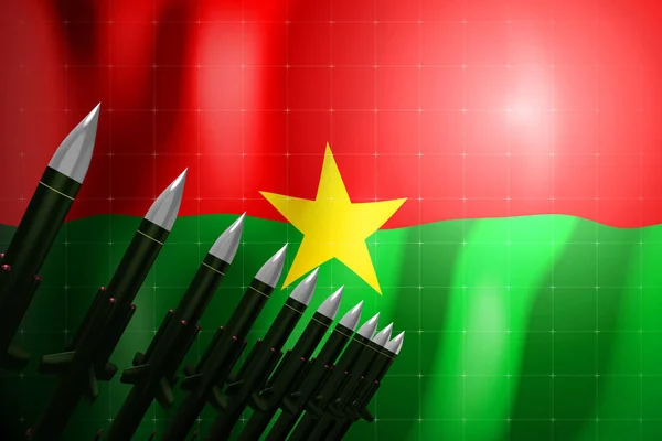 Kruisraketten Vlag Van Burkina Faso Achtergrond Defensieconcept Illustratie — Stockfoto