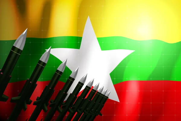 Kruisraketten Vlag Staaf Birma Achtergrond Defensieconcept Illustratie — Stockfoto