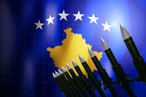 Misiles Crucero Bandera Kosovo Segundo Plano Concepto Defensa Ilustración — Foto de Stock