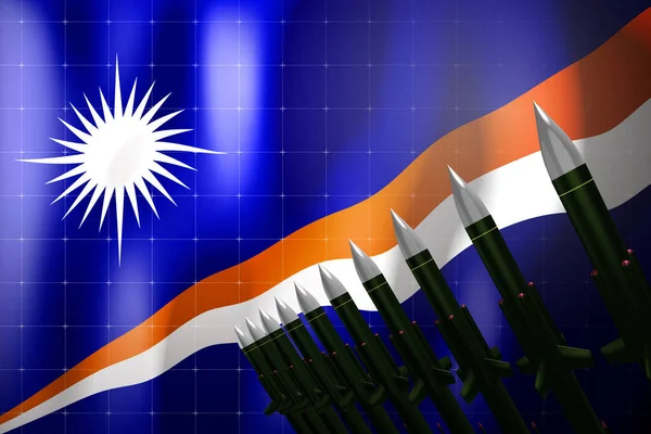 Kryssningsmissiler Marshallöarnas Flagga Bakgrunden Försvarskoncept Illustration — Stockfoto