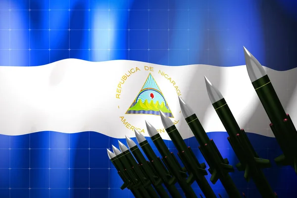 Крылатые Ракеты Флаг Никарагуа Заднем Плане Концепция Обороны Иллюстрация — стоковое фото