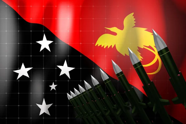 Крылатые Ракеты Флаг Папуа Новой Гвинеи Заднем Плане Концепция Обороны — стоковое фото