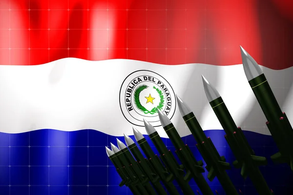 Mísseis Cruzeiro Bandeira Paraguai Segundo Plano Conceito Defesa Ilustração — Fotografia de Stock