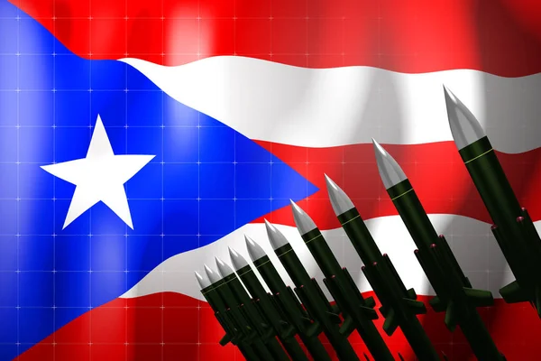 Cruise Rakéták Zászló Puerto Rico Háttérben Védelmi Koncepció Illusztráció — Stock Fotó