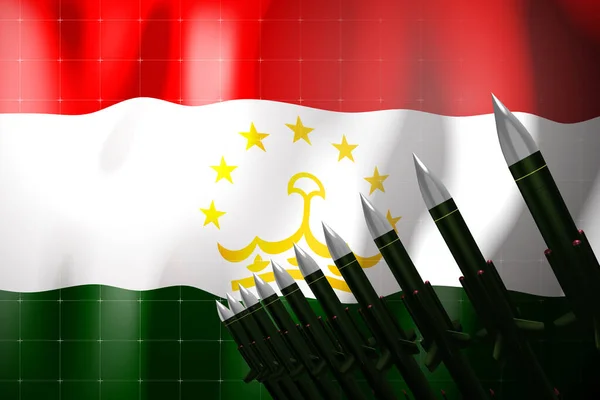 Kruisraketten Vlag Van Tadzjikistan Achtergrond Defensieconcept Illustratie — Stockfoto