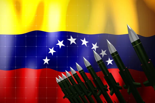 巡航ミサイル ベネズエラの旗を背景に 防衛コンセプト 3Dイラスト — ストック写真