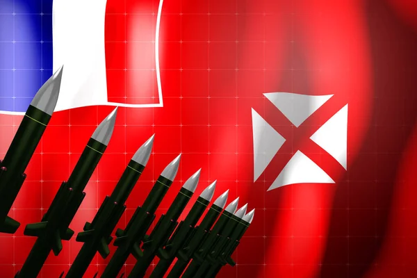 Kryssningsmissiler Flagga Wallis Och Futuna Bakgrunden Försvarskoncept Illustration — Stockfoto