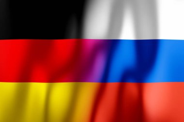 Almanya ve Rusya Bayrakları - 3D illüstrasyon